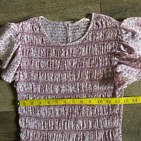 Women's Orange Creek Pink Floral Smocked Midi Dress S - Picture 7 of 15